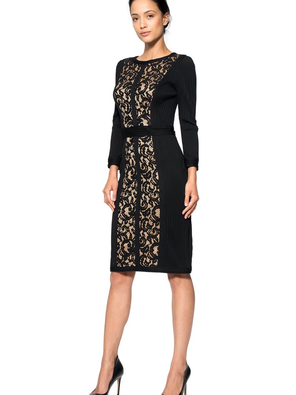 Tadashi Shoji Lace Boatneck 3/4 Sleeve Dress Cocktail Semiformal Wedding Size 8